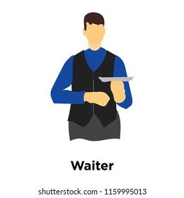 Waiter icon vector isolated on white background, Waiter transparent sign , standing human or people cartoon character illustration