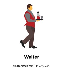 Waiter icon vector isolated on white background, Waiter transparent sign , standing human or people cartoon character illustration