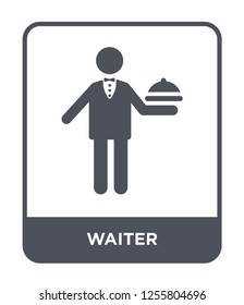waiter icon vector on white background, waiter trendy filled icons from Jobprofits collection, waiter simple element illustration