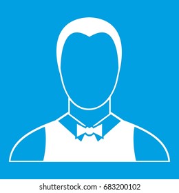 Waiter icon white isolated on blue background vector illustration