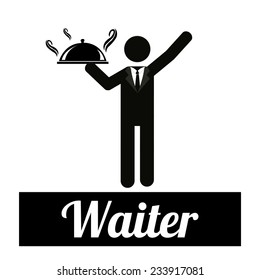 waiter illustration over white color background