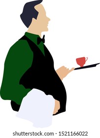 Waiter, illustration, vector on white background.