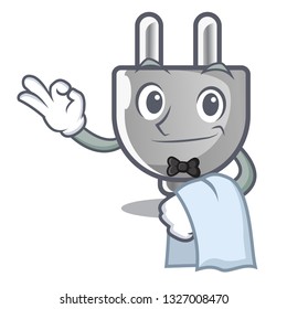 Waiter isolated power plug in the mascot