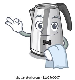 Waiter kitchen electric kettle on a mascot