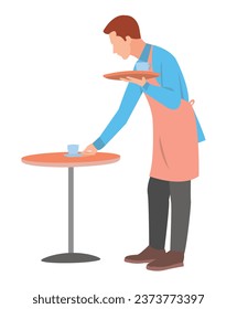 waiter leaving coffee on the table