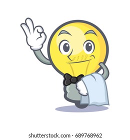 Waiter light bulb character cartoon