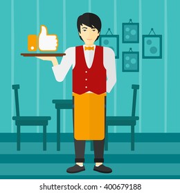 Camarero con un botón similar.