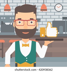 Waiter with like button.