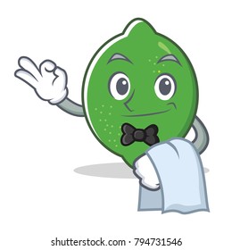 Waiter lime mascot cartoon style