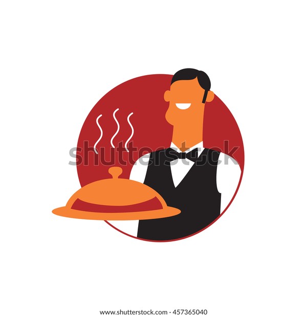 Waiter Logo Vector Graphic Art Shape Stock Vector Royalty Free