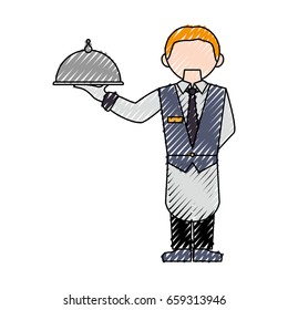 Waiter man cartoon