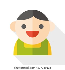 Waiter man flat icon with long shadow