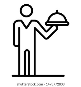 Waiter man icon. Outline waiter man vector icon for web design isolated on white background