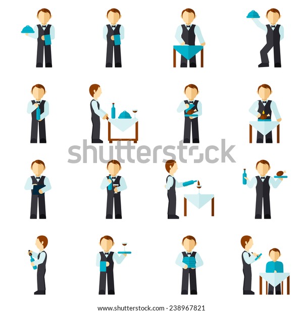 Waiter Man Restaurant Employee Avatar Icon Stock Vector (Royalty Free ...