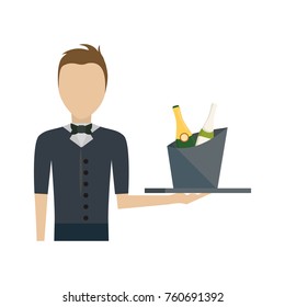 waiter man vector illustration