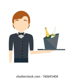 waiter man vector illustration