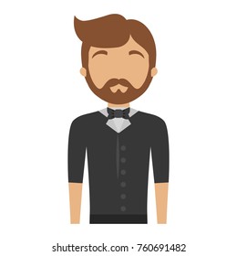 waiter man vector illustration