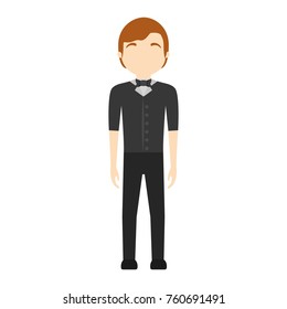 waiter man vector illustration