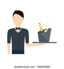 waiter man vector illustration