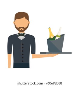 waiter man vector illustration