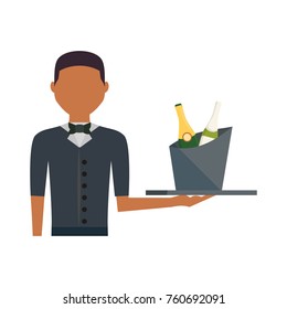 waiter man vector illustration