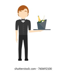 waiter man vector illustration