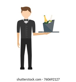 waiter man vector illustration