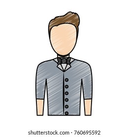 waiter man vector illustration