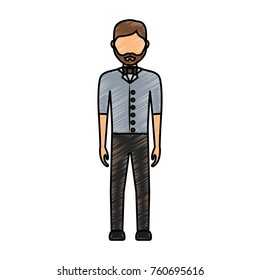 waiter man vector illustration