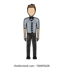 waiter man vector illustration
