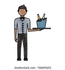 waiter man vector illustration