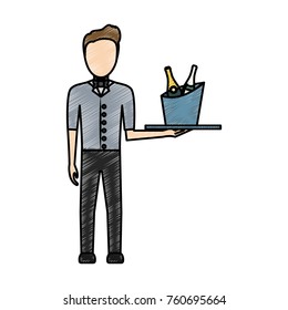 waiter man vector illustration