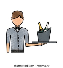 waiter man vector illustration