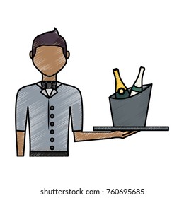 waiter man vector illustration