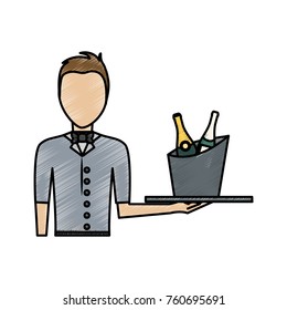waiter man vector illustration