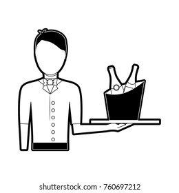 waiter man vector illustration