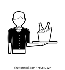 waiter man vector illustration