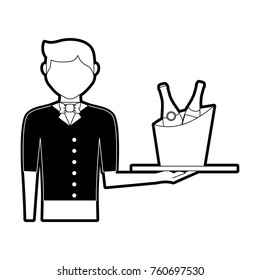 waiter man vector illustration