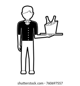 waiter man vector illustration