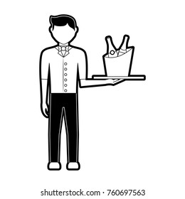 waiter man vector illustration