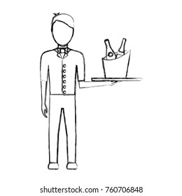 waiter man vector illustration