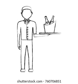 waiter man vector illustration