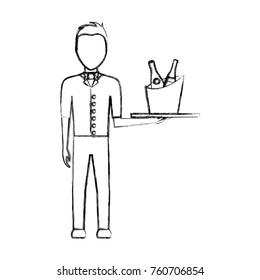 waiter man vector illustration