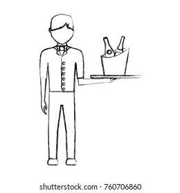 waiter man vector illustration