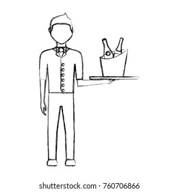 waiter man vector illustration