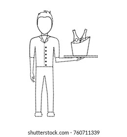 waiter man vector illustration