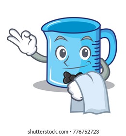 Waiter measuring cup character cartoon