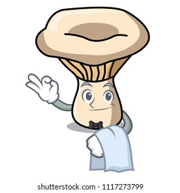 Waiter milk mushroom mascot cartoon