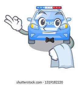 Waiter Miniature Cartoon Police Car On Stock Vector (Royalty Free