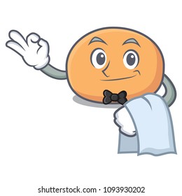 Waiter mochi mascot cartoon style